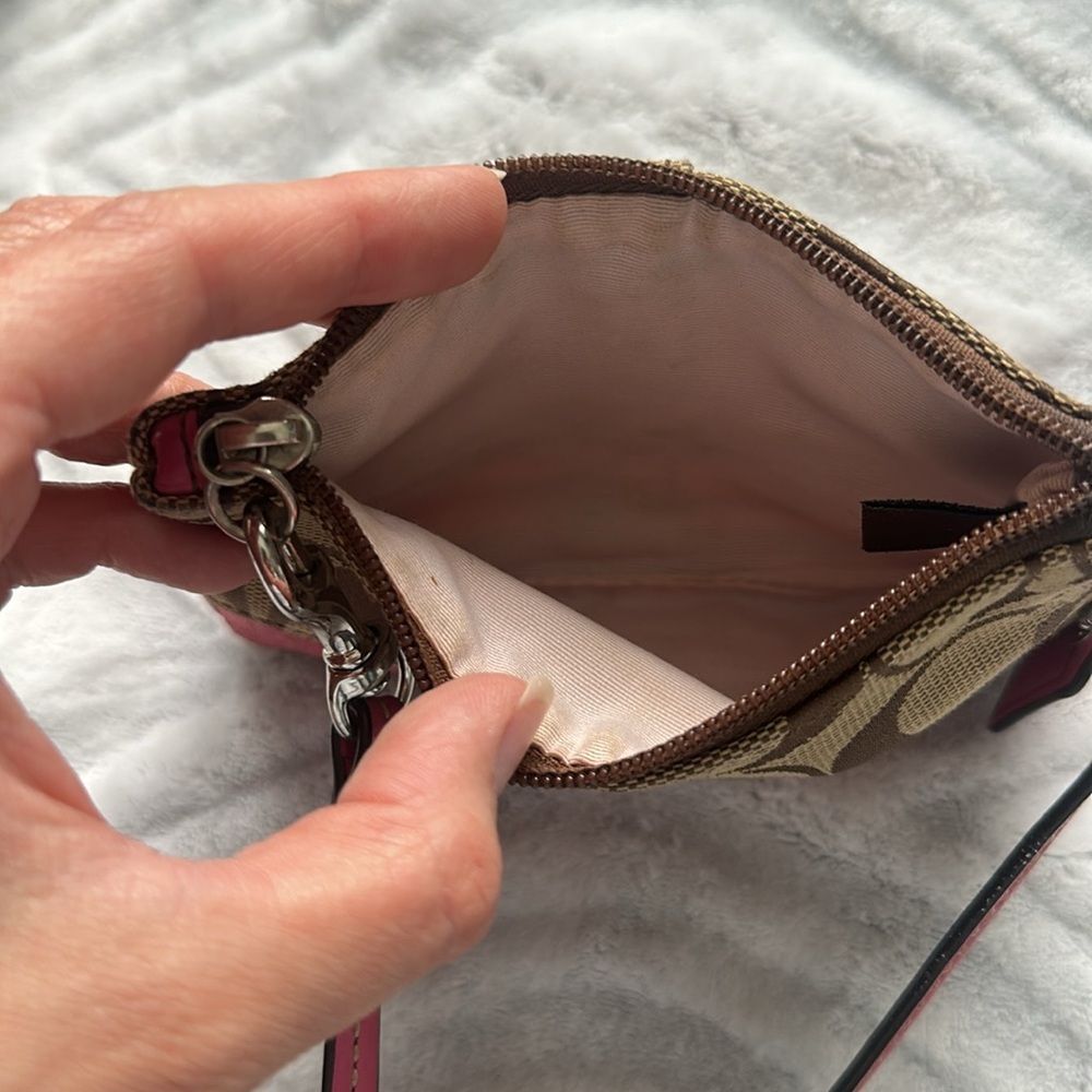 Coach Pink and Brown Monogram Wristlet - Picture 4 of 4